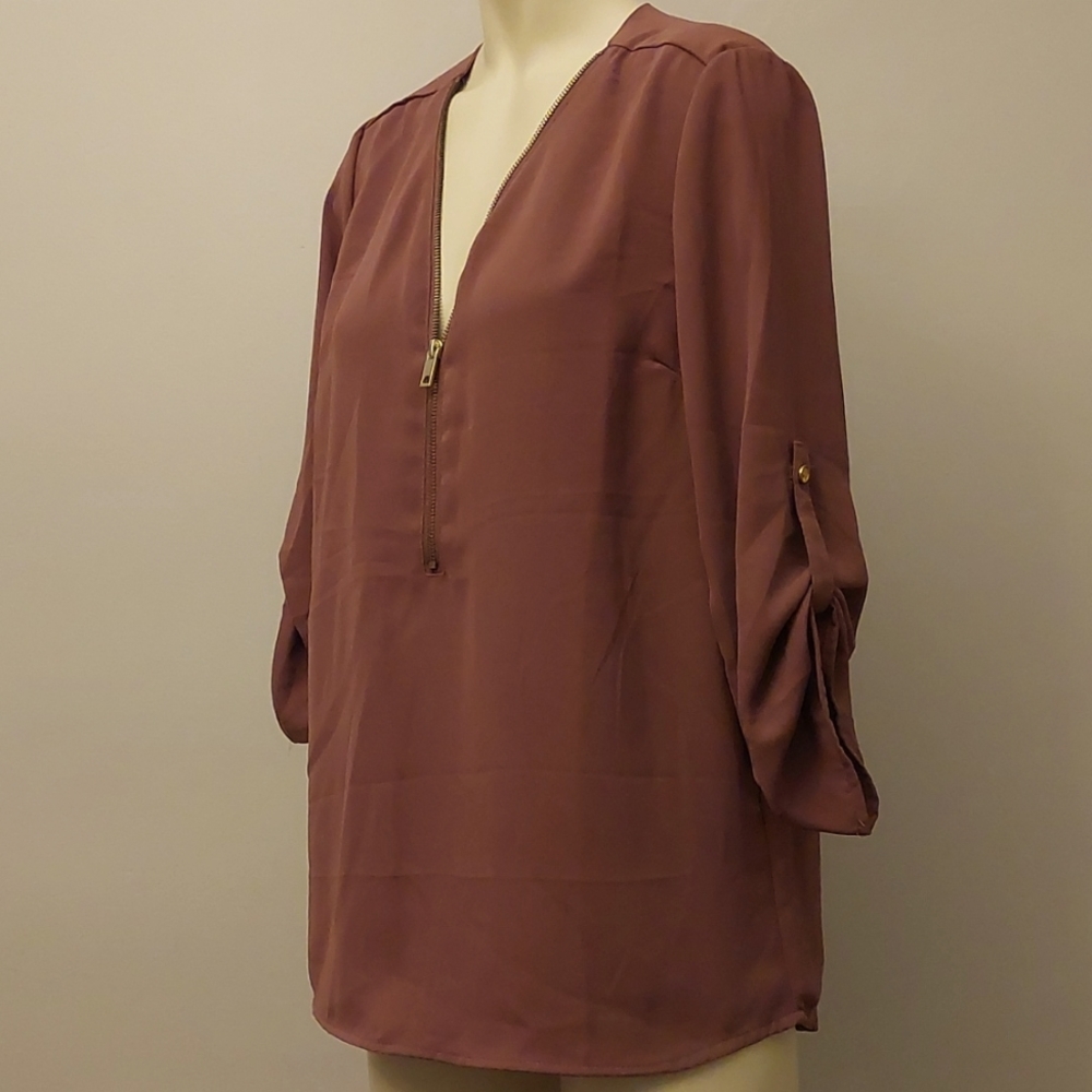 Stella Tweed Zipper-front Blouse
